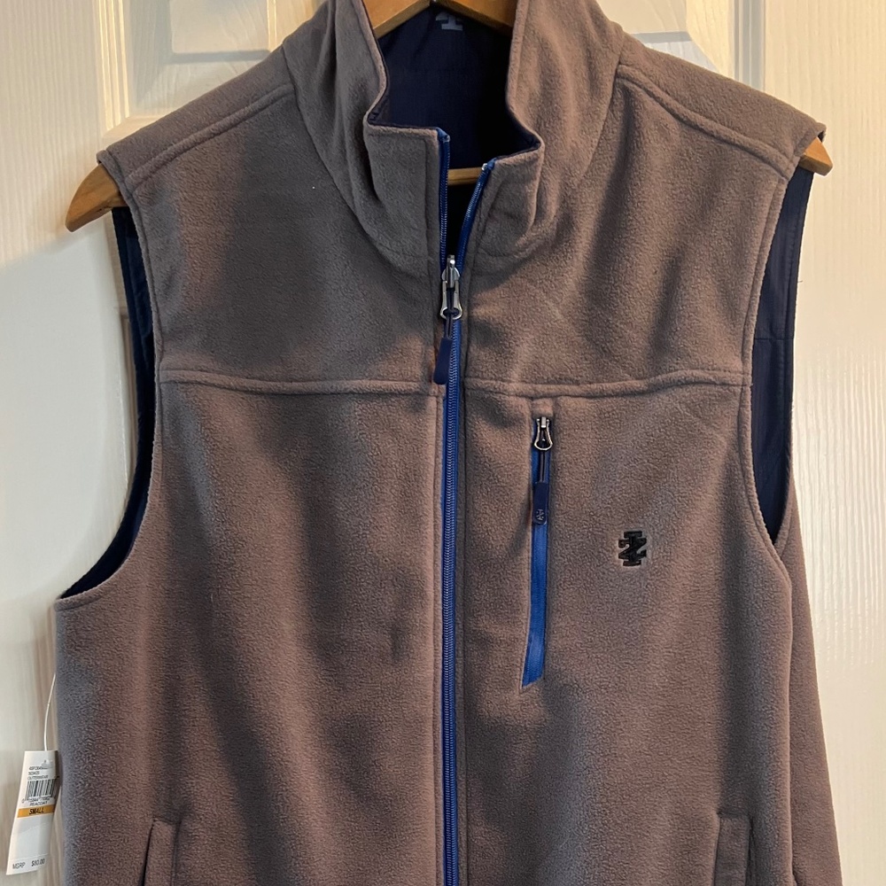 NWT IZOD Men's Reversible Sporty Vest - Gray And Navy Blue Size Small